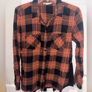 Orange and black flannel